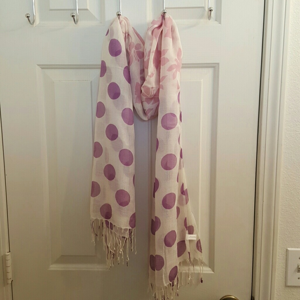 Gauze scarf in cream, dusty pink, & orchid, 28x74.